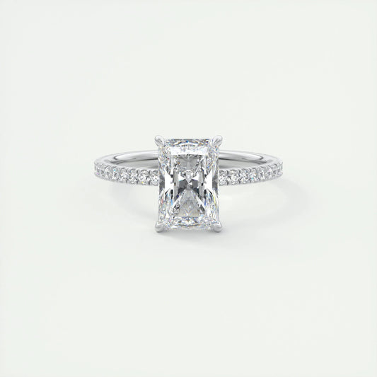 2.10 CT Radiant Cut Pave Style Moissanite Engagement Ring 1