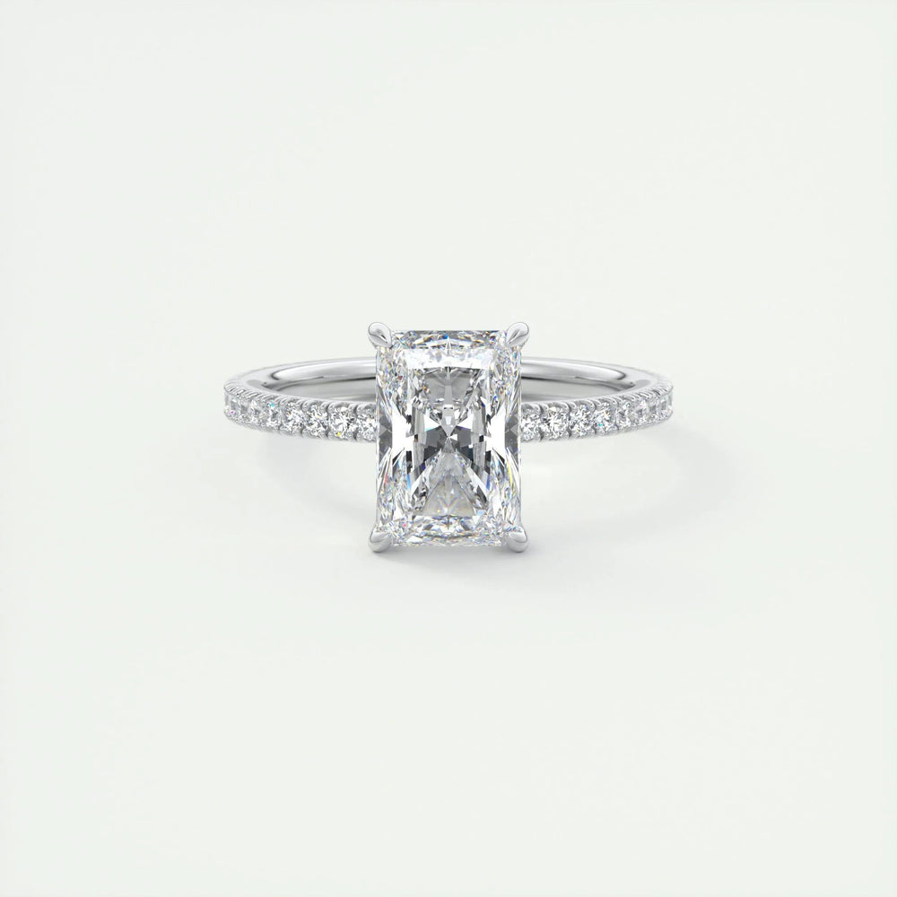 2.10 CT Radiant Solitaire Pave Moissanite Engagement Ring 1