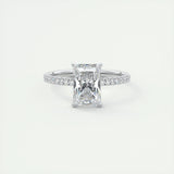 2.10 CT Radiant Solitaire Pave Moissanite Engagement Ring 1