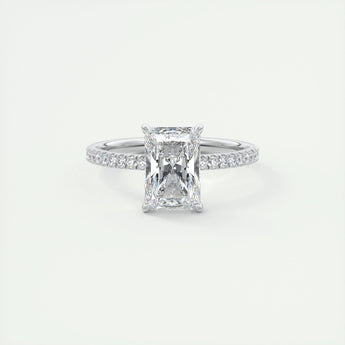 2.10 CT Radiant Solitaire Pave Moissanite Engagement Ring 1