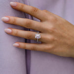 3.25 CT Emerald Solitaire Hidden Halo & Pave Moissanite Engagement Ring 1