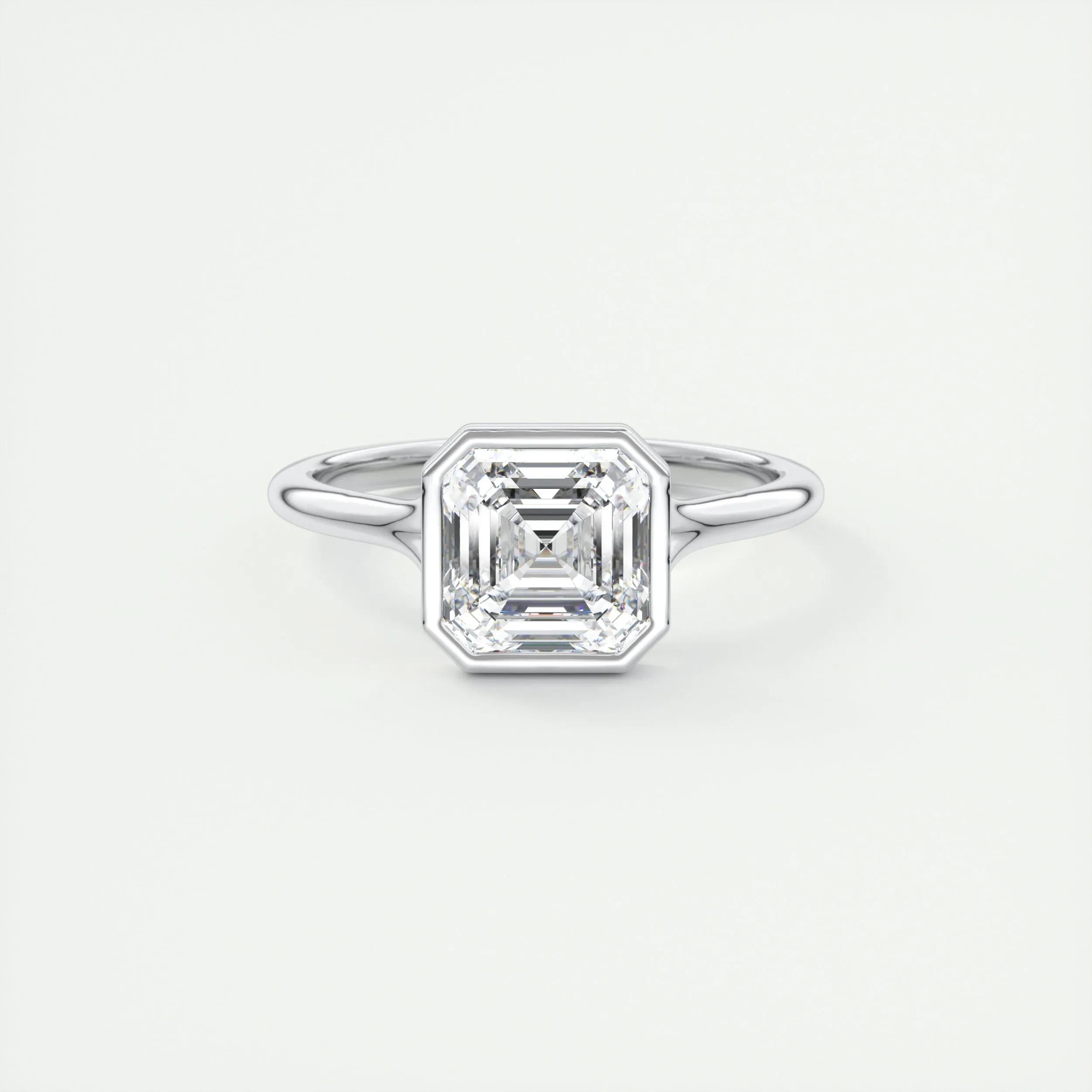 2.03 CT Asscher Cut Bezel Solitaire Moissanite Engagement Ring 1