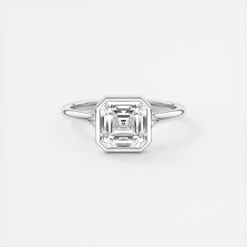 2.03 CT Asscher Cut Bezel Solitaire Moissanite Engagement Ring 1