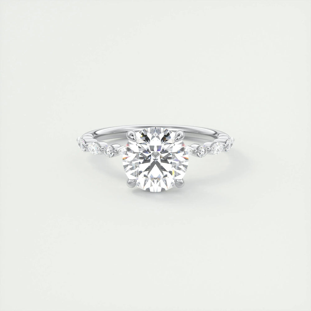 2.0 CT Round Solitaire Pave Moissanite Engagement Ring 1