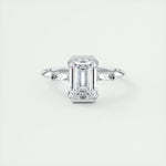 1.91 CT Emerald Half Bezel 3 Stone Moissanite Engagement Ring 1
