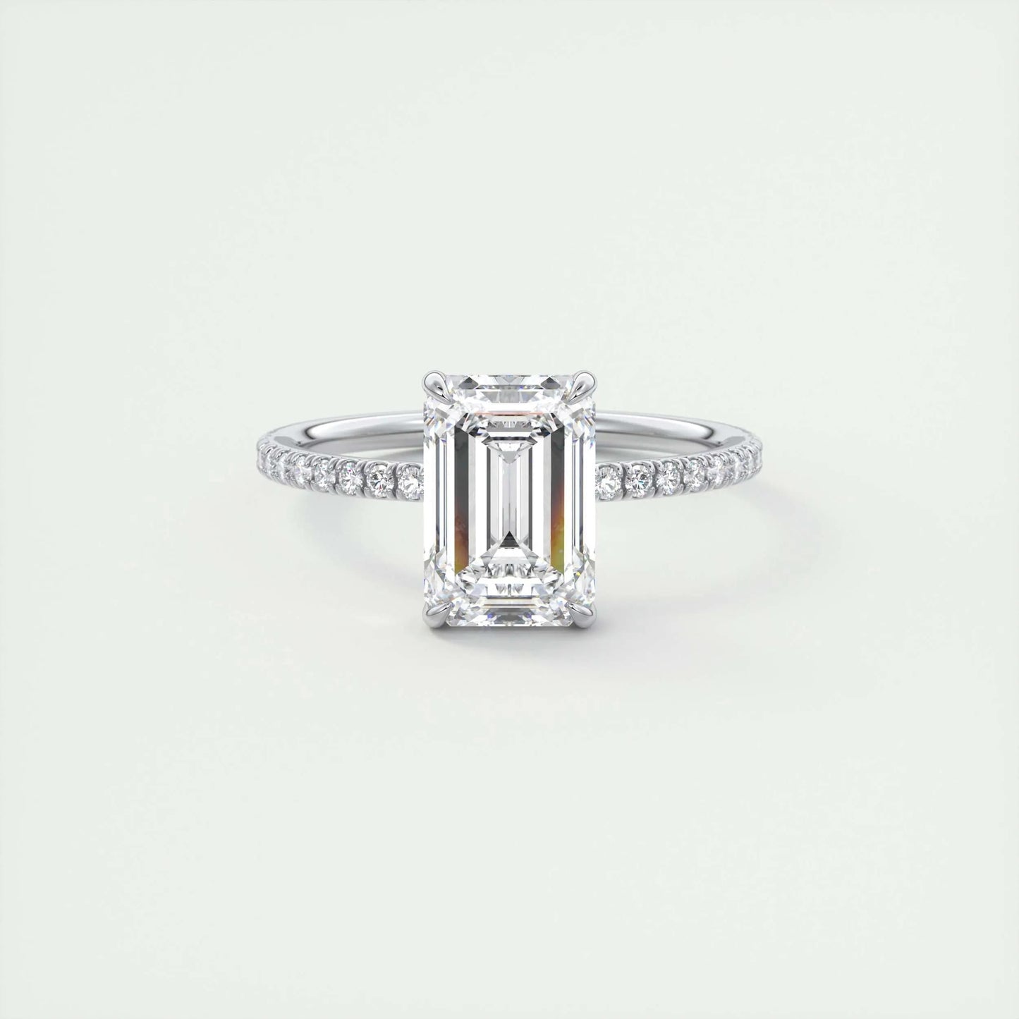1.91 CT Emerald Cut Solitaire Pave Moissanite Engagement Ring 1