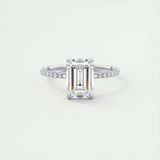 1.91 CT Emerald Cut Solitaire Pave Moissanite Engagement Ring 1