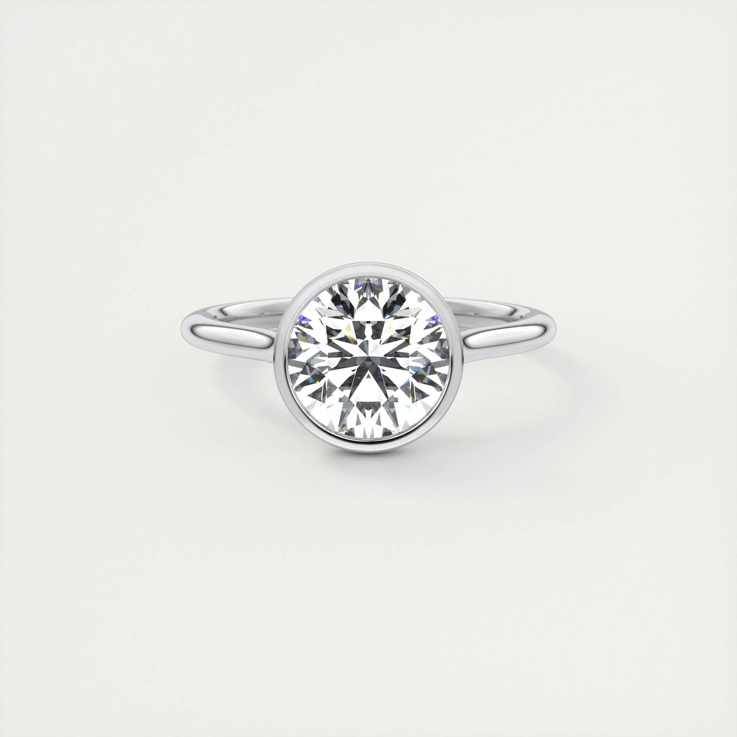 2.0 CT Round Bezel Solitaire Moissanite Engagement Ring 1