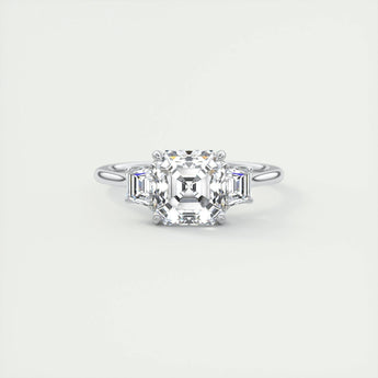 2.03 CT Asscher Cut Three Stone Moissanite Engagement Ring 1