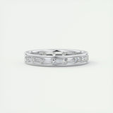 1.87 Emerald Cut Channel Moissanite Bridal Wedding Band 1