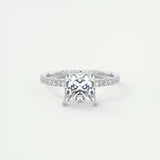2.08 CT Princess Cut Pave Moissanite Engagement Ring 1