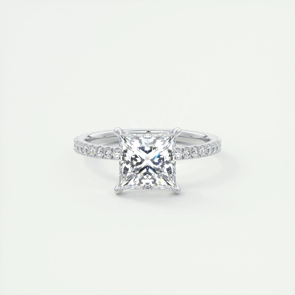 2.08 CT Princess Solitaire Pave Moissanite Engagement Ring 1