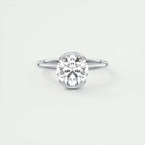 2.0 CT Round Cut Half Bezel Solitaire Moissanite Engagement Ring 1