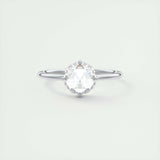 1.19 CT Round Rose Cut  Solitaire Moissanite Engagement Ring 1