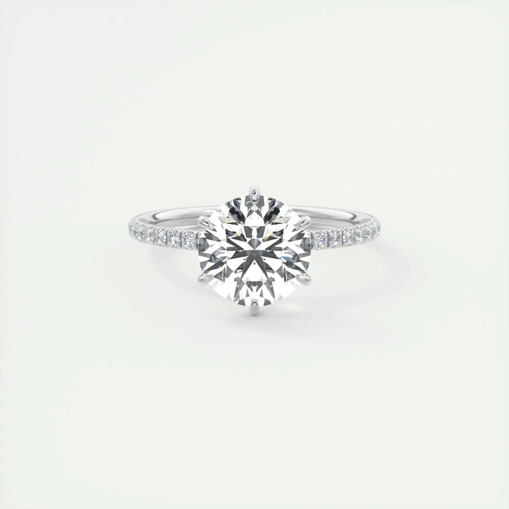 2.0 CT Round Cut Solitaire Pave Moissanite Engagement Ring 1