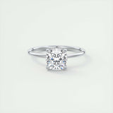 2.15 CT Cushion Solitaire Hidden Halo Moissanite Engagement Ring 1