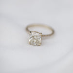 2.77 CT Cushion Cut Hidden Halo Pave Moissanite Engagement Ring 3
