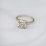 2.77 CT Cushion Solitaire Pave Moissanite Engagement Ring 3