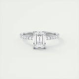 1.91 CT Emerald Solitaire Pave Moissanite Engagement Ring 1