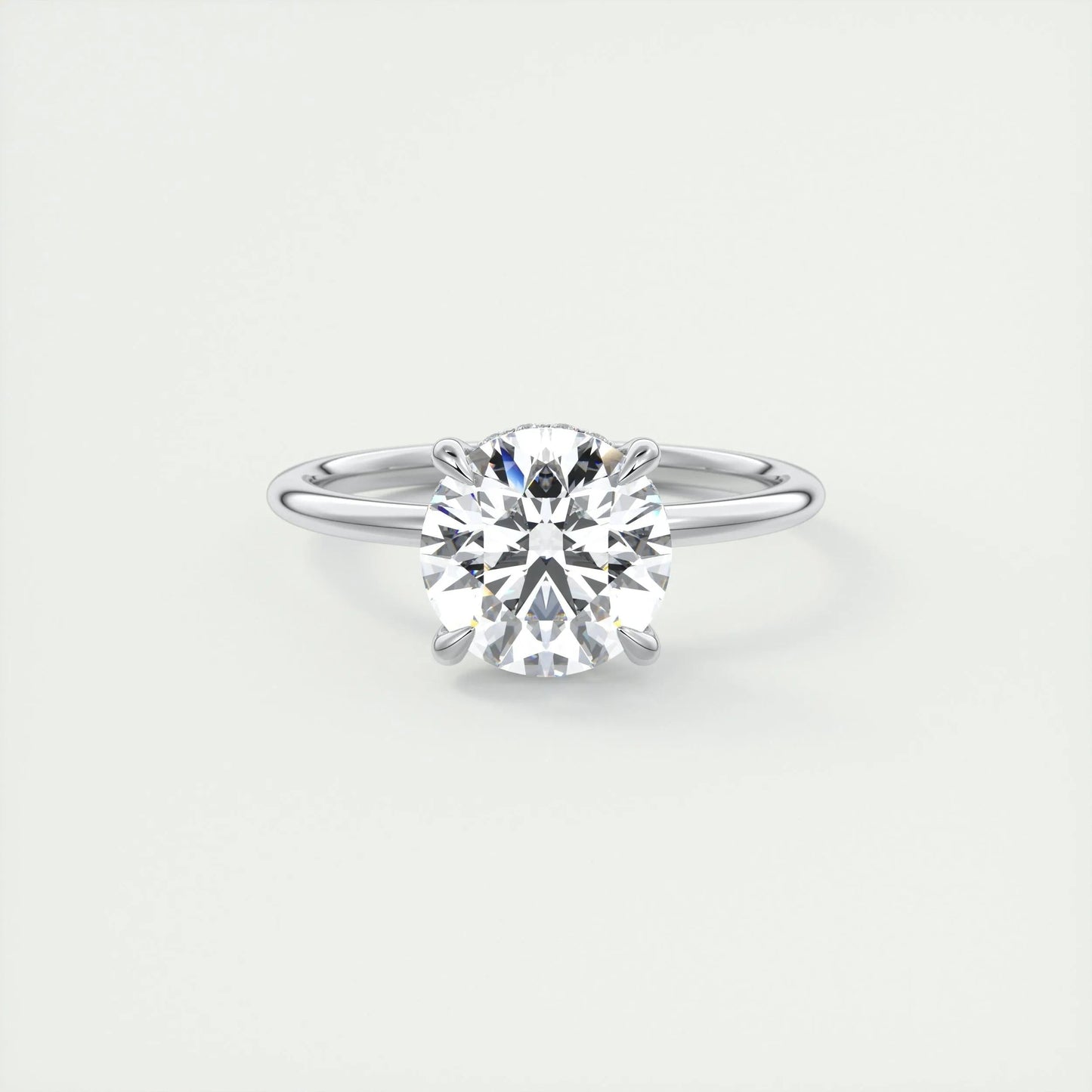 2.0 CT Round Solitaire Hidden Halo Moissanite Engagement Ring 1