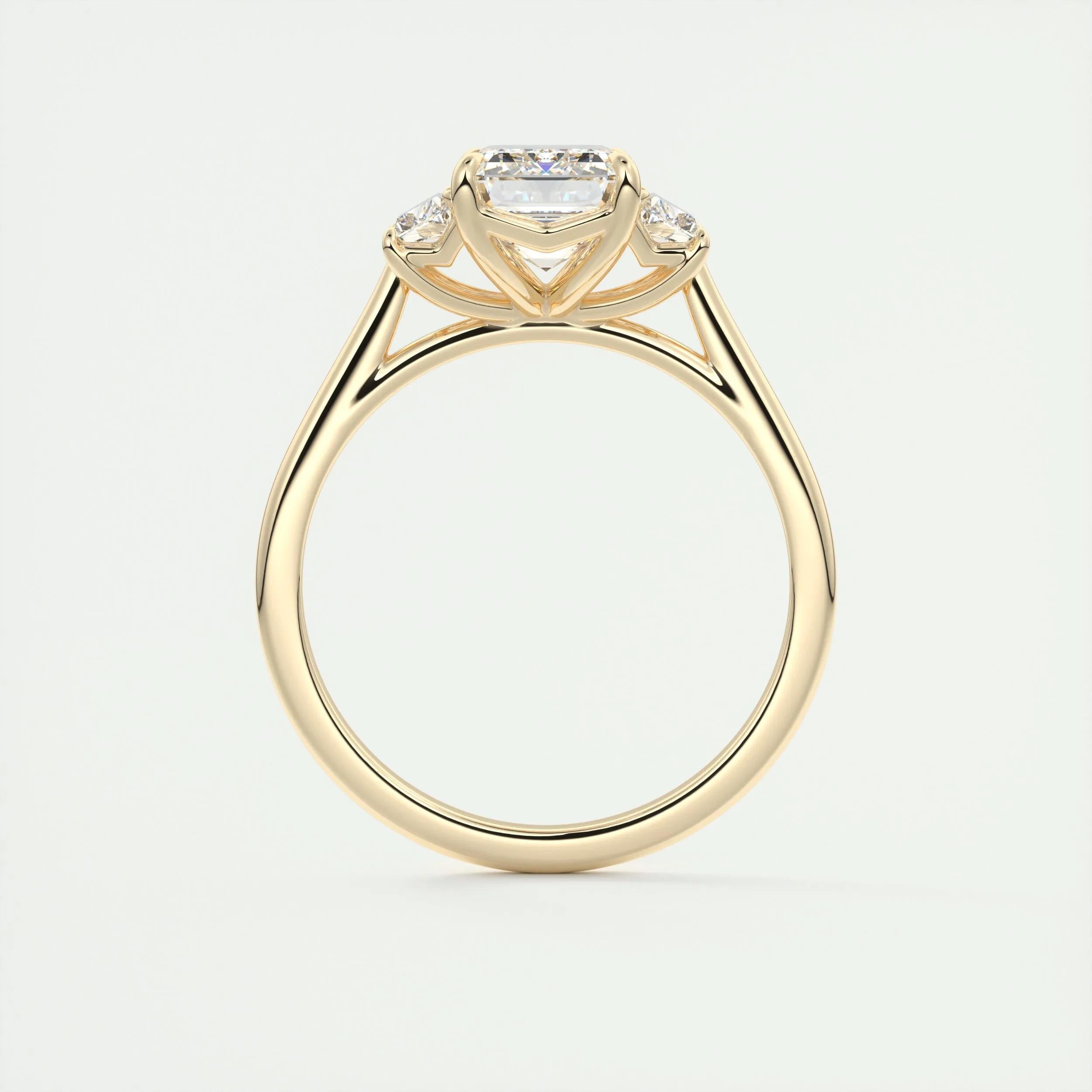 1.91 CT Emerald Cut Three Stone Moissanite Engagement Ring 14