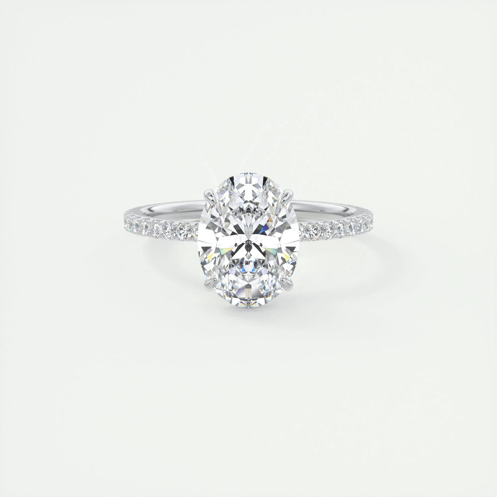 1.91 CT Oval Cut Solitaire Pave Moissanite Engagement Ring 1