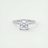 2.15 CT Cushion Cut Pave Moissanite Engagement Ring 1