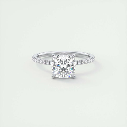 2.15 CT Cushion Cut Pave Moissanite Engagement Ring 1