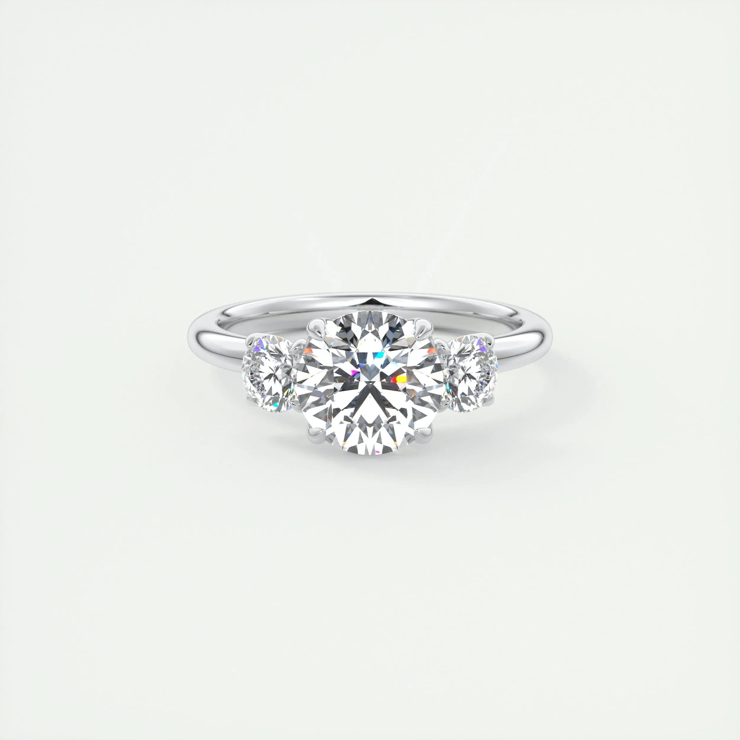 2.0 CT Round Cut Three Stone Moissanite Engagement Ring 1