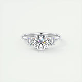 2.0 CT Round Cut Three Stone Moissanite Engagement Ring 1