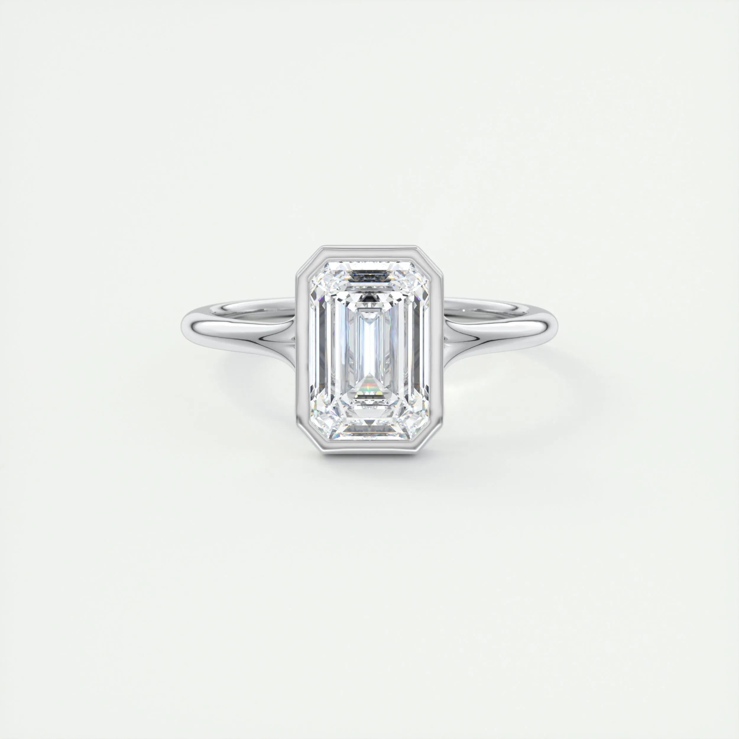 2.03 CT Emerald Cut Bezel Solitaire Moissanite Engagement Ring 1