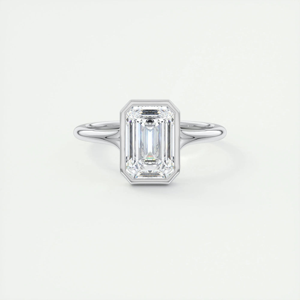 2.03 CT Emerald Cut Bezel Solitaire Moissanite Engagement Ring 1