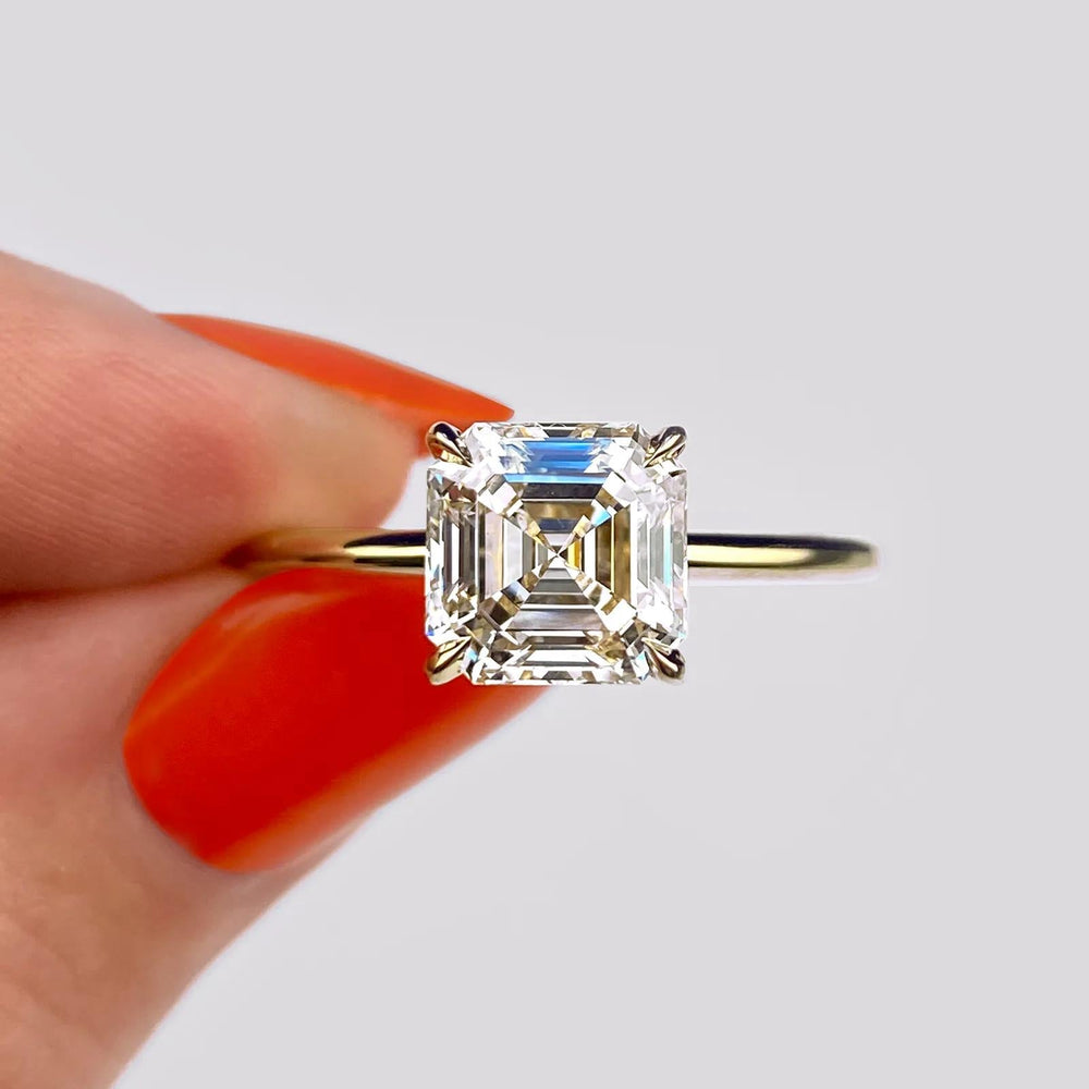 2.03 CT Asscher Cut Solitaire Moissanite Engagement Ring 2