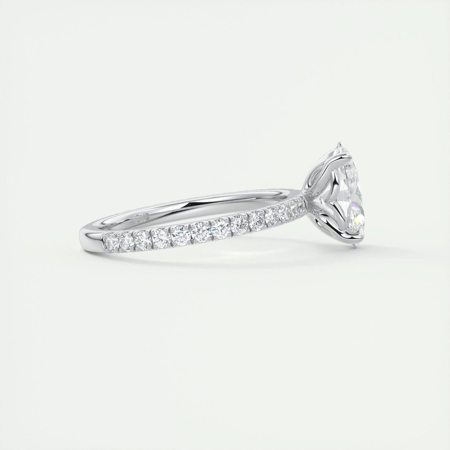 1.91 CT Oval Cut Solitaire Pave Moissanite Engagement Ring 2