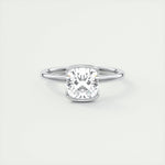 2.15 CT Cushion Half Bezel Solitaire Moissanite Engagement Ring 1