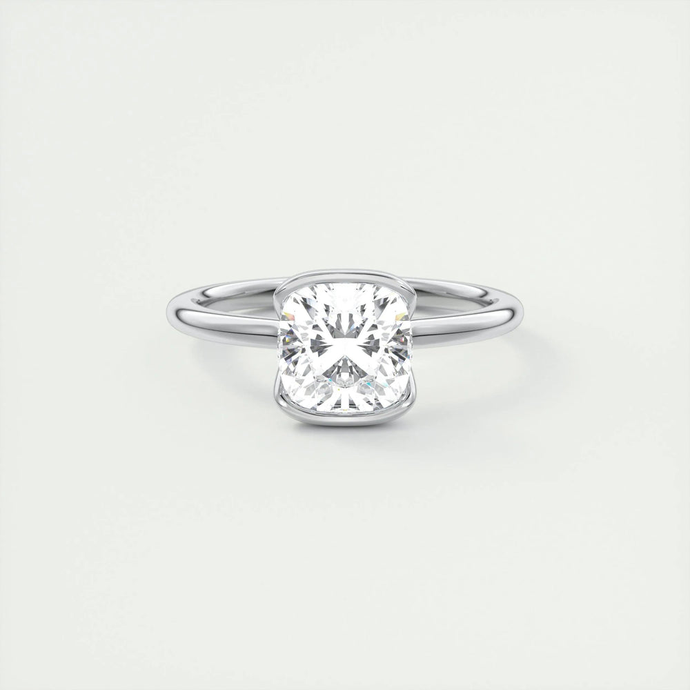 2.15 CT Cushion Half Bezel Solitaire Moissanite Engagement Ring 1