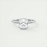 2.15 CT Cushion Half Bezel Solitaire Moissanite Engagement Ring 1