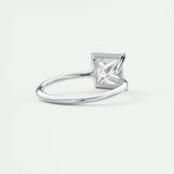 2.08 CT Princess Solitaire Half Bezel Moissanite Engagement Ring 3