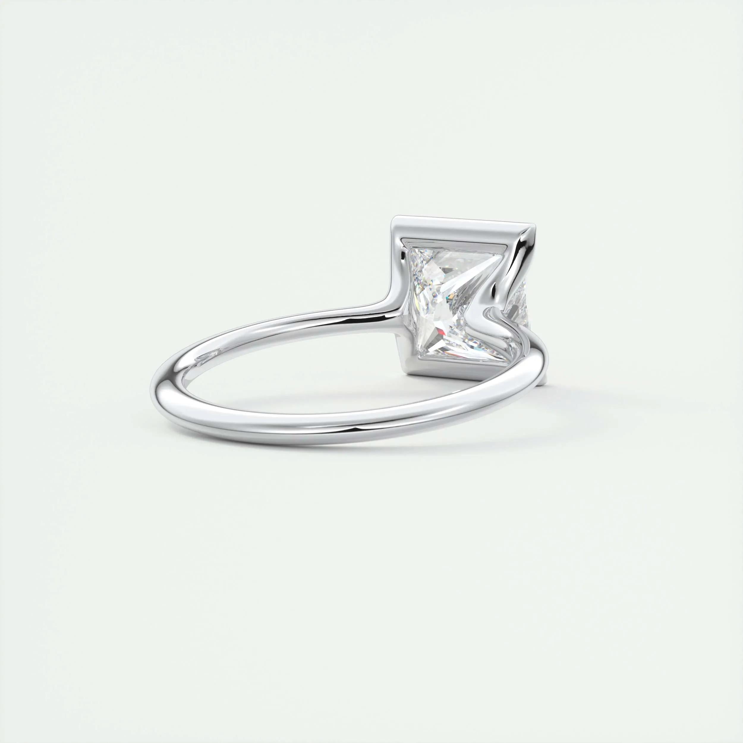2.08 CT Princess Solitaire Half Bezel Moissanite Engagement Ring 3