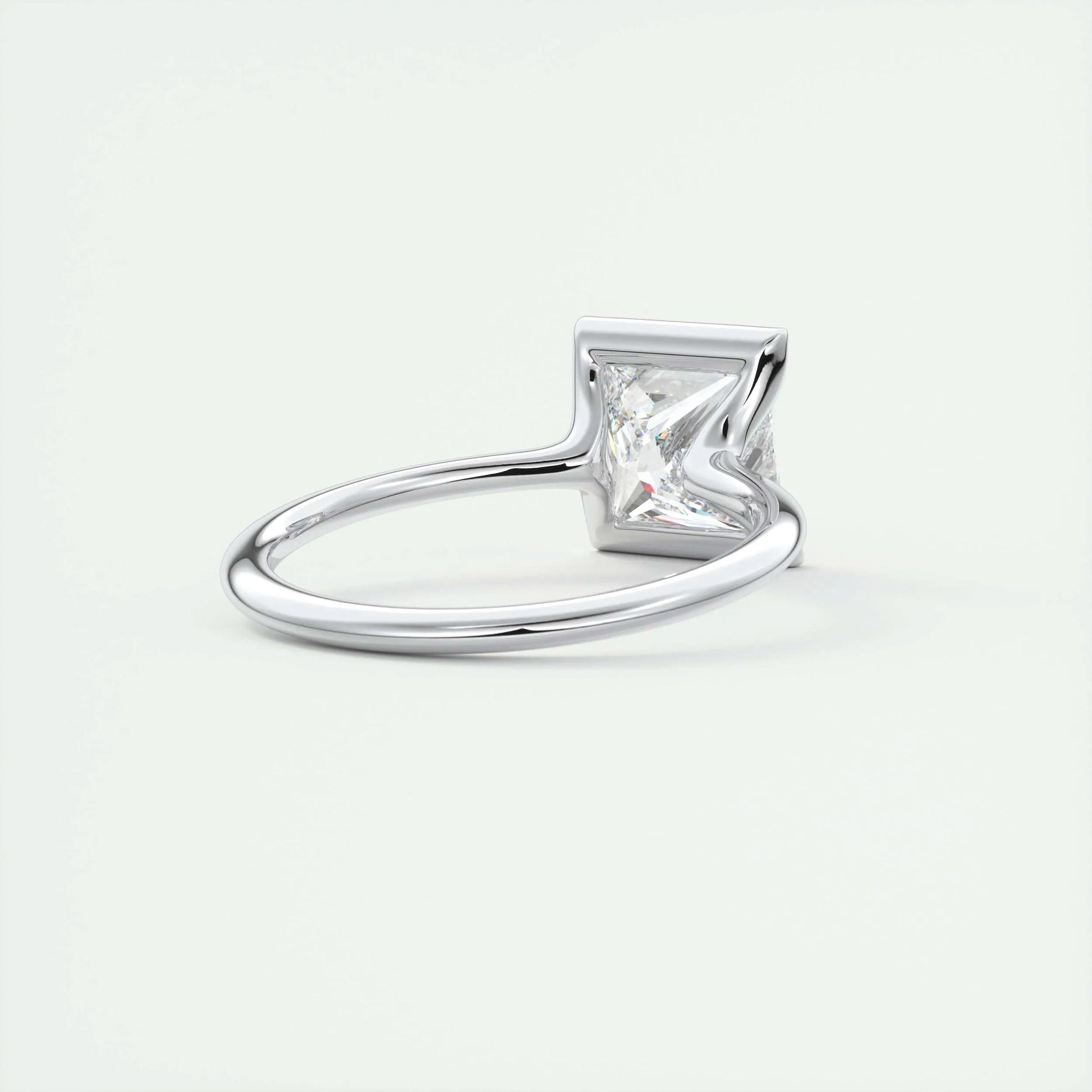 2.08 CT Princess Solitaire Half Bezel Moissanite Engagement Ring 3