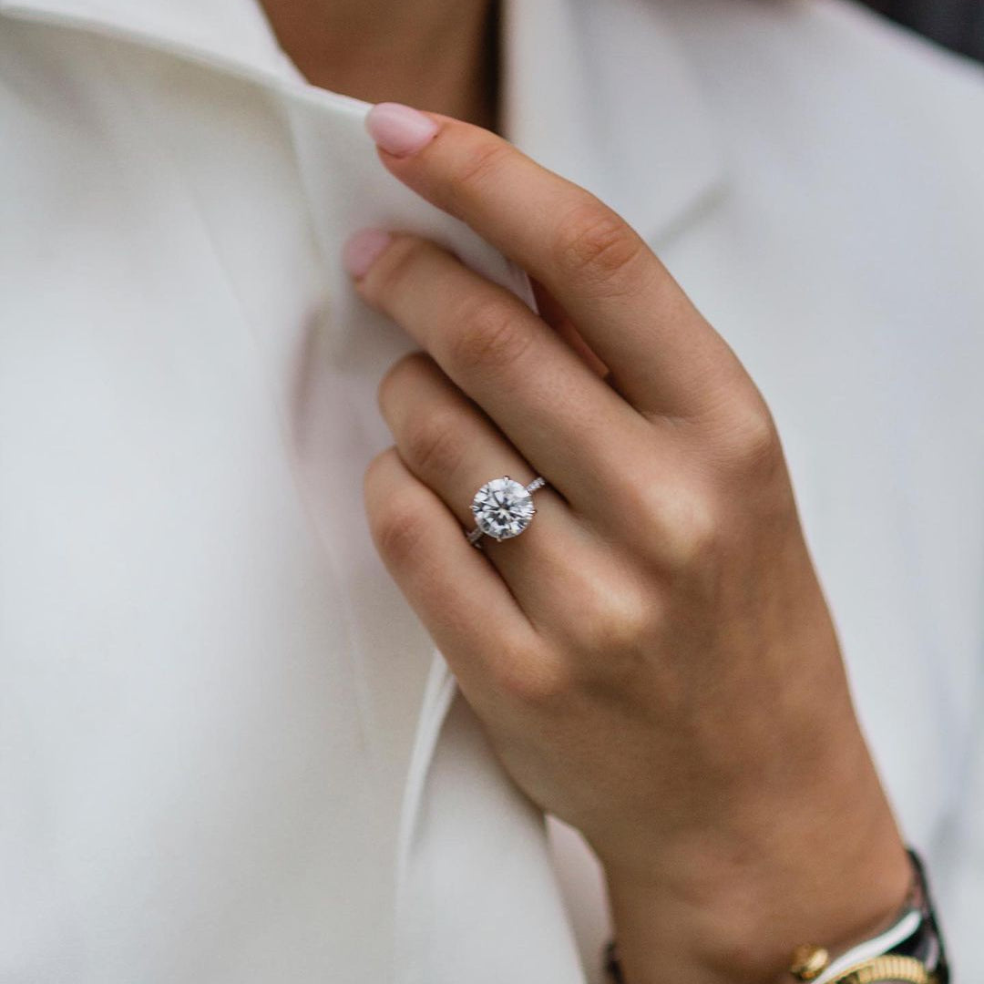 3.10 CT Round Pave Moissanite Engagement Ring 1