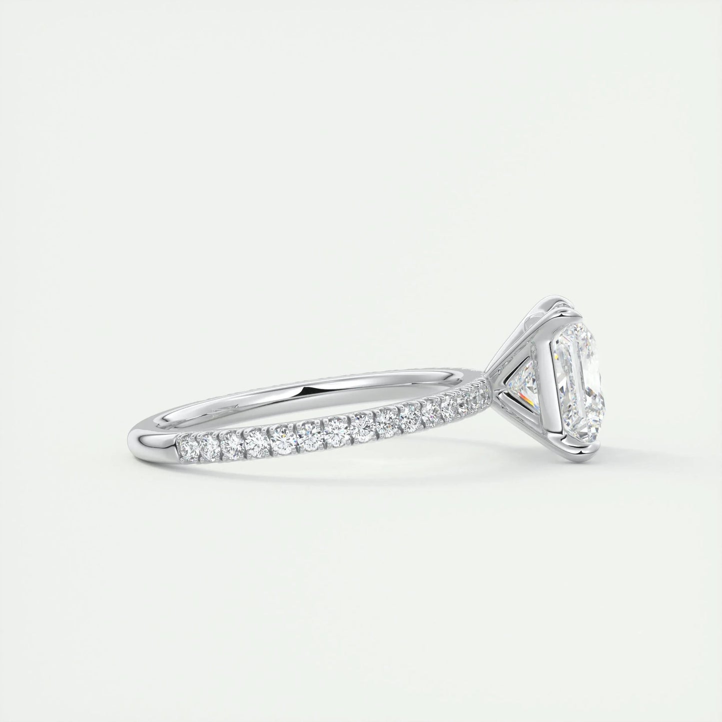 2.08 CT Princess Cut Pave Moissanite Engagement Ring 2