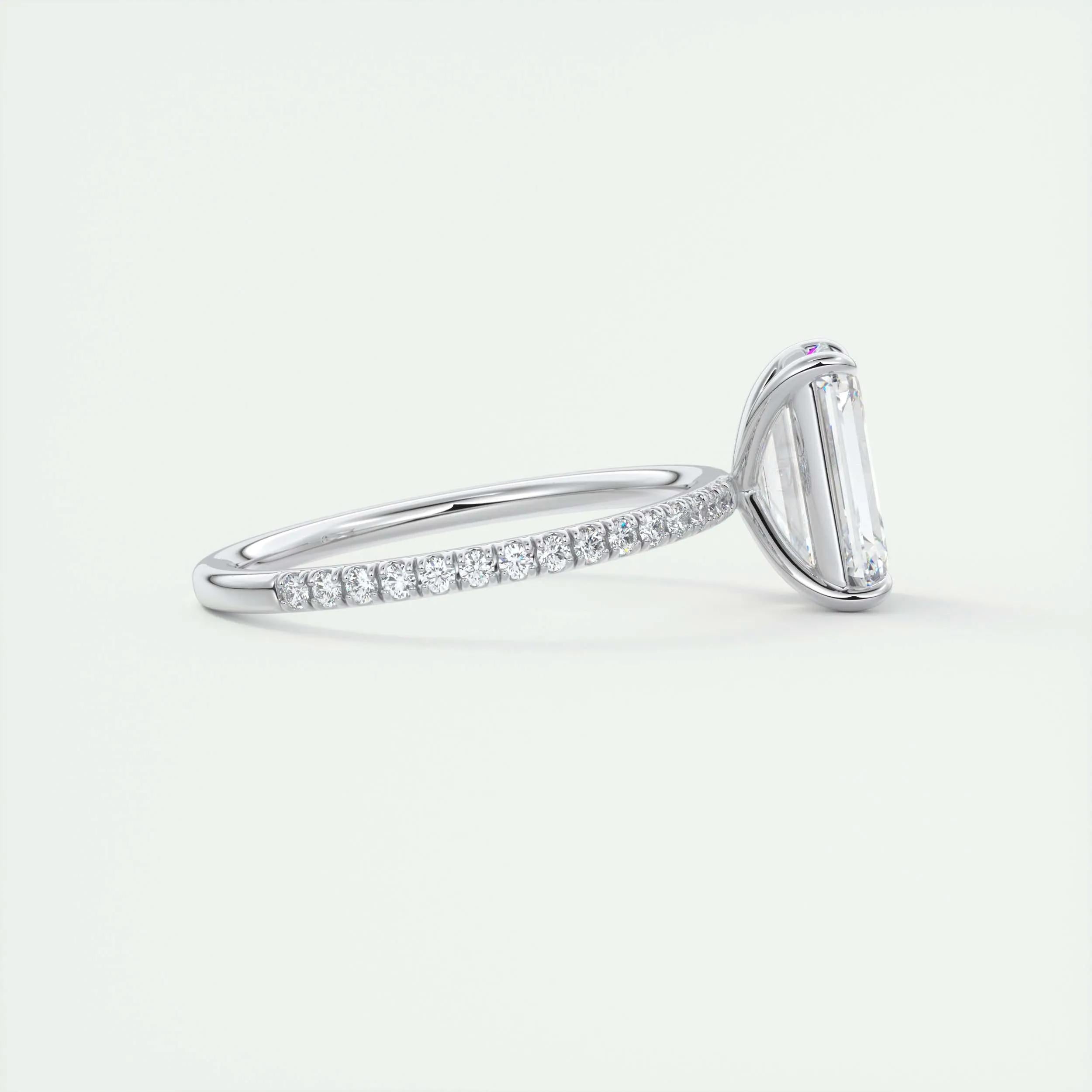 1.91 CT Emerald Cut Pave Moissanite Engagement Ring 2