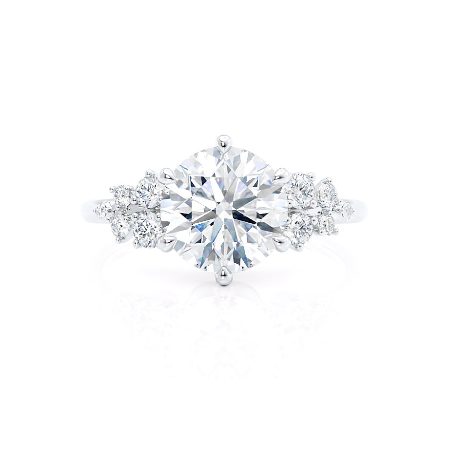 1.0 CT Round Cut Moissanite Cluster Style Engagement Ring 2