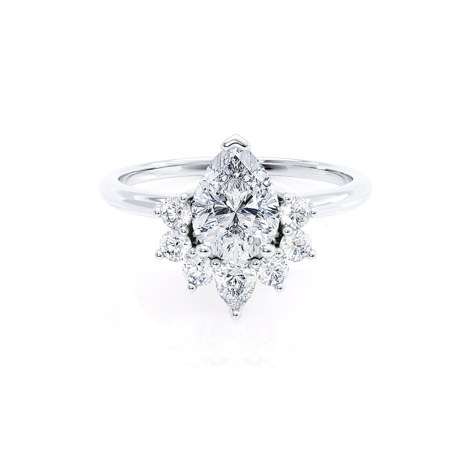 
                  
                    1.20 CT Pear Shaped Moissanite Cluster Style Engagement Ring 1
                  
                