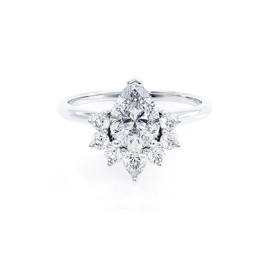 1.5 CT Pear Cut Cluster Style Moissanite Engagement Ring 1