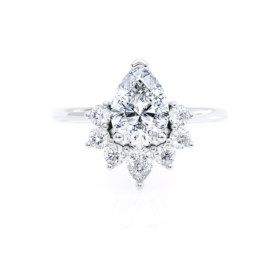 1.5 CT Pear Cut Cluster Style Moissanite Engagement Ring 2