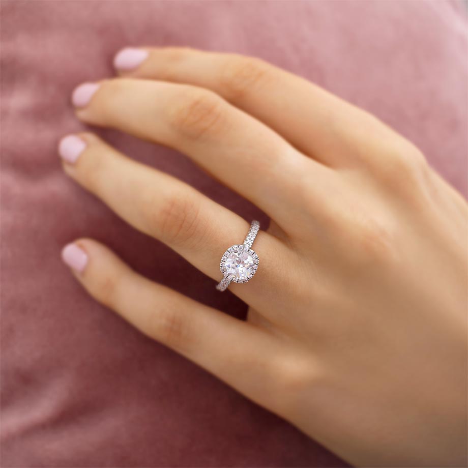 1.30 CT Cushion Shaped Moissanite Halo Style Engagement Ring 1