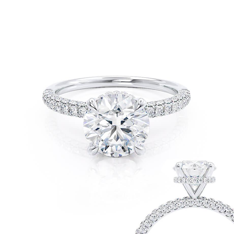 1.50 CT Round Shaped Moissanite Hidden Halo Engagement Ring 2