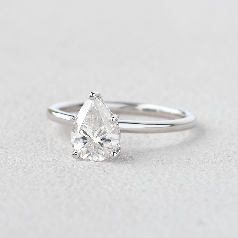 1.25 CT Pear Cut Solitaire Moissanite Engagement Ring 2